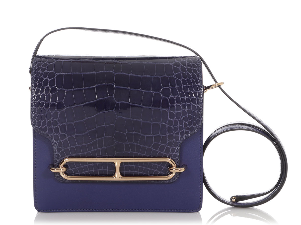 Hermès Bleu Encre Part Shiny Alligator Mini Roulis Touch 18 - Image 2