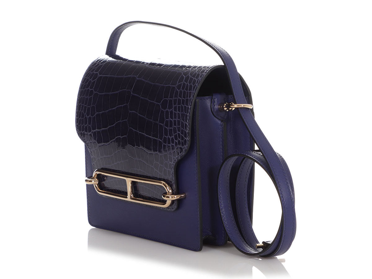 Hermès Bleu Encre Part Shiny Alligator Mini Roulis Touch 18 - Image 4