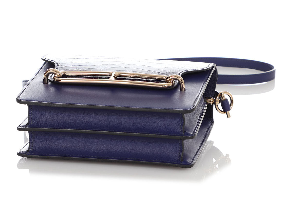 Hermès Bleu Encre Part Shiny Alligator Mini Roulis Touch 18 - Image 7