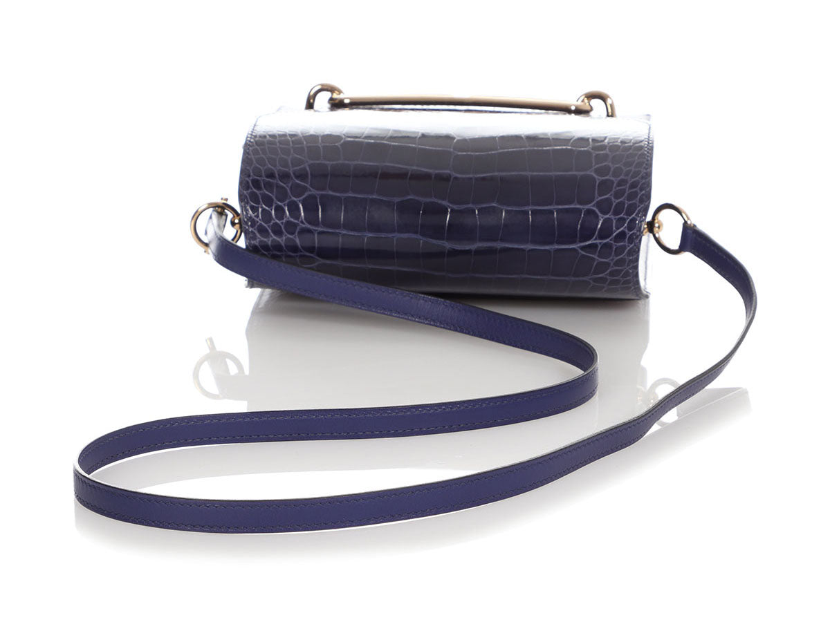 Hermès Bleu Encre Part Shiny Alligator Mini Roulis Touch 18 - Image 8