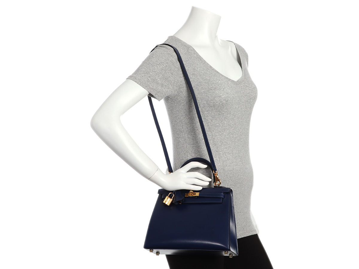 Hermès Bleu Saphir Box Calfskin Kelly 25 - Image 12