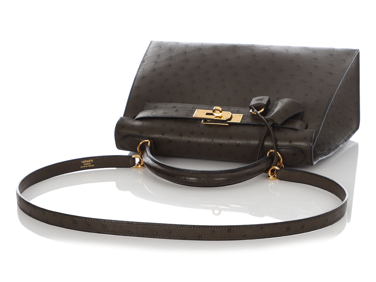 Hermès Vert Olive Ostrich Kelly 28 - Image 7