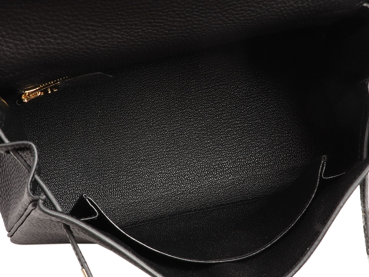 Hermès Black Togo and Lizard Kelly Touch 25 - Image 10