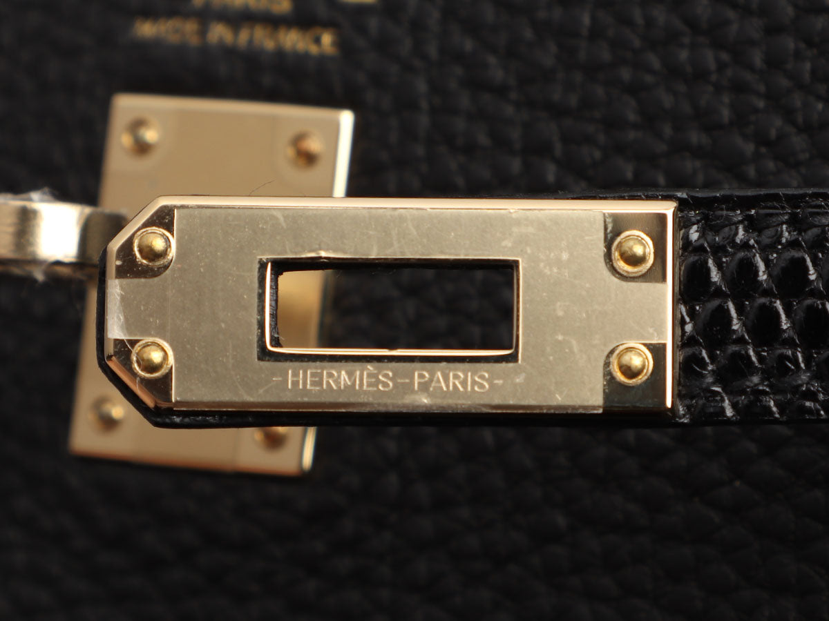 Hermès Black Togo and Lizard Kelly Touch 25 - Image 9