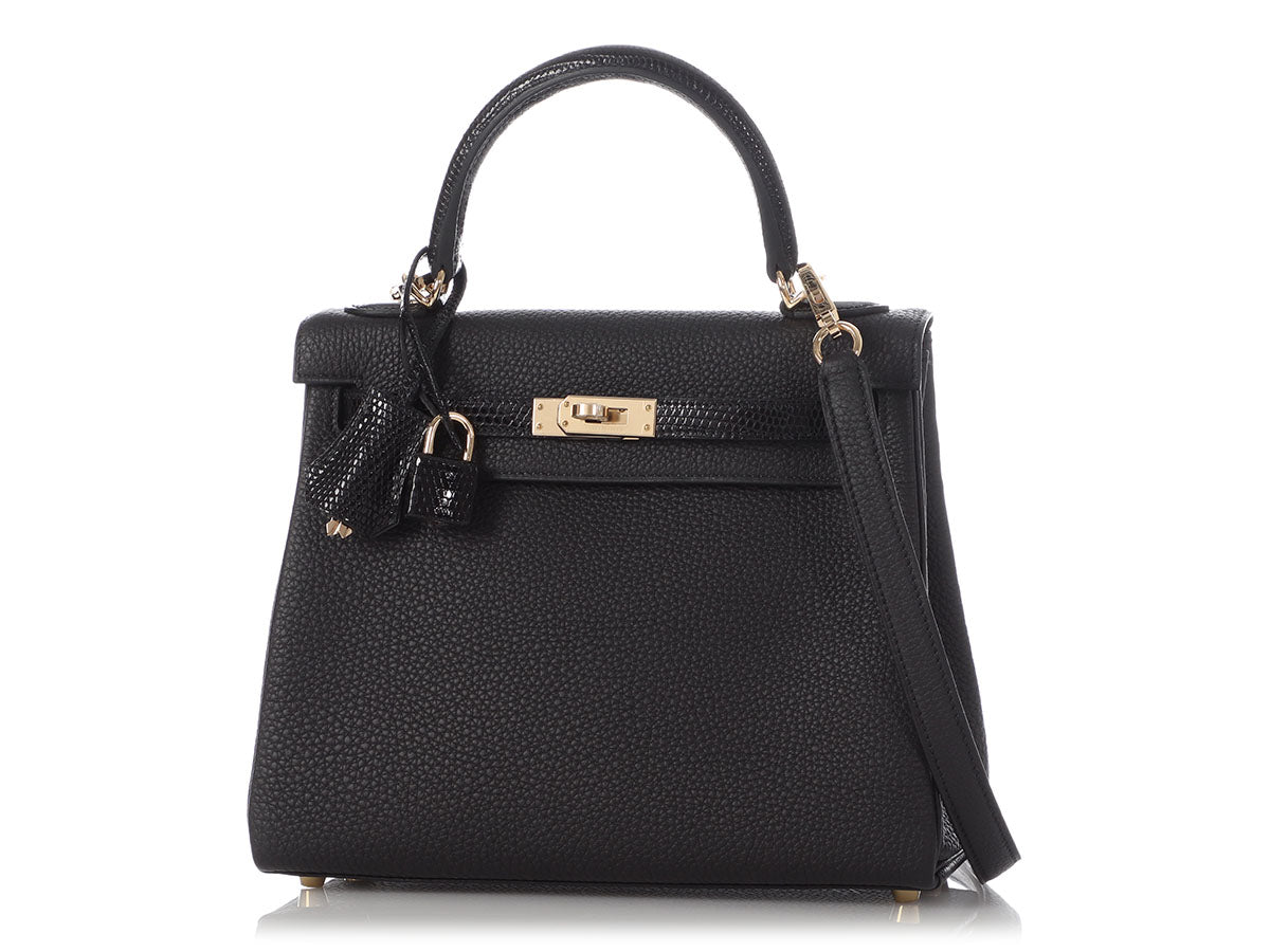 Hermès Black Togo and Lizard Kelly Touch 25 - Image 2