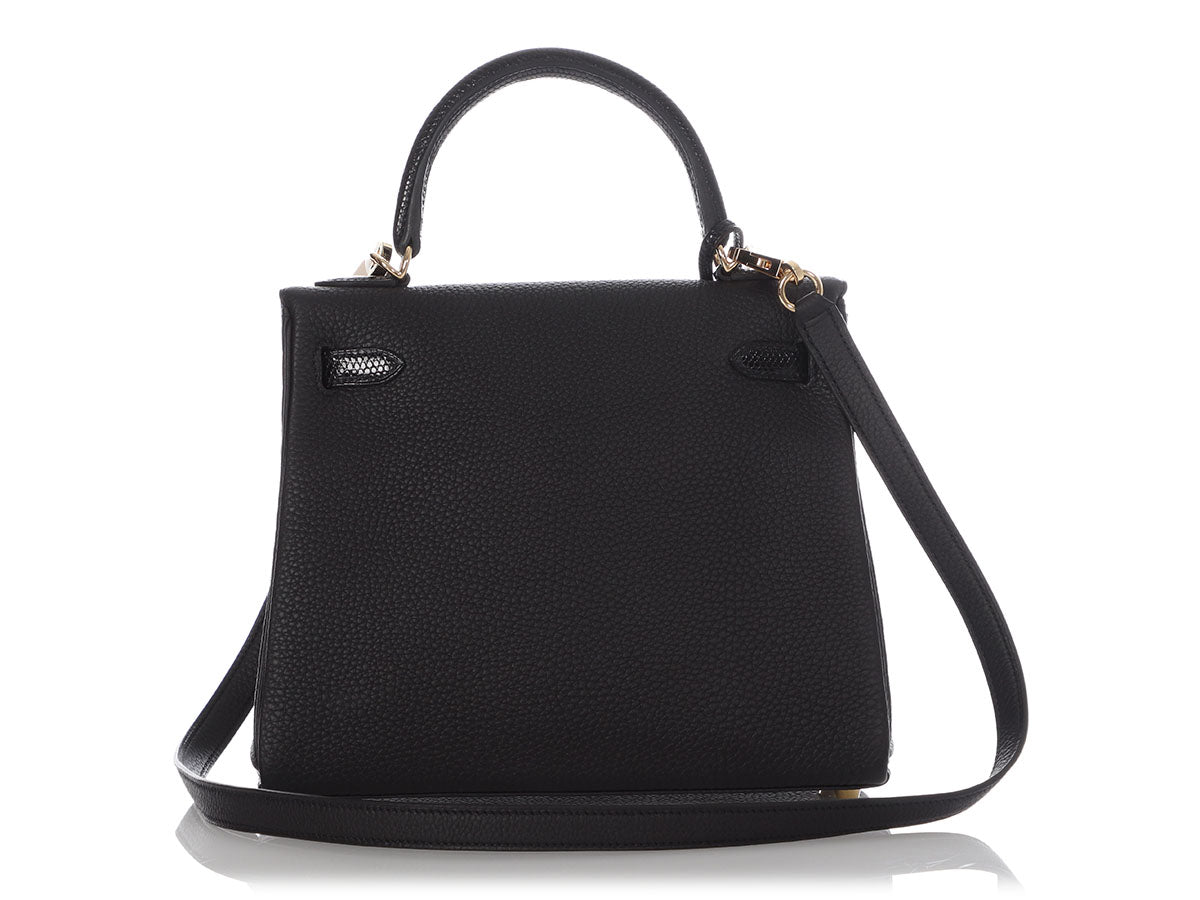 Hermès Black Togo and Lizard Kelly Touch 25 - Image 4