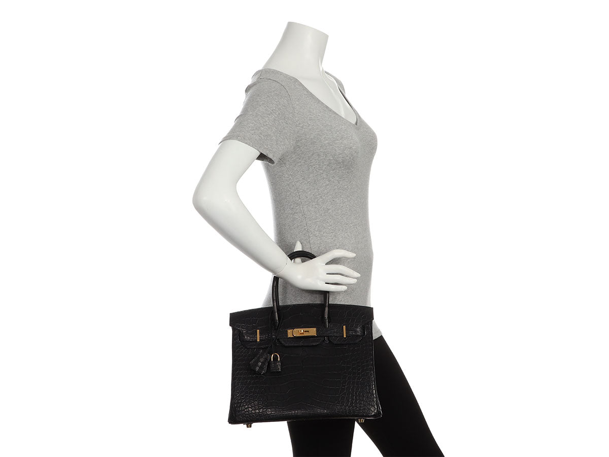 Hermès Black Matte Alligator Birkin 30 - Image 11