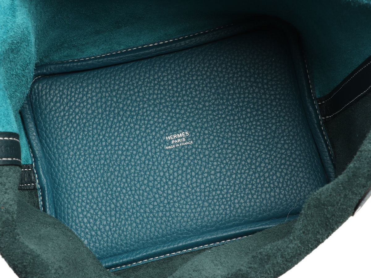 Hermès Vert Cyprès and Vert Bosphore Clémence Picotin Lock 18 - Image 8
