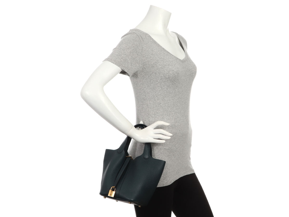 Hermès Vert Cypres Clémence Picotin Lock 18 - Image 10