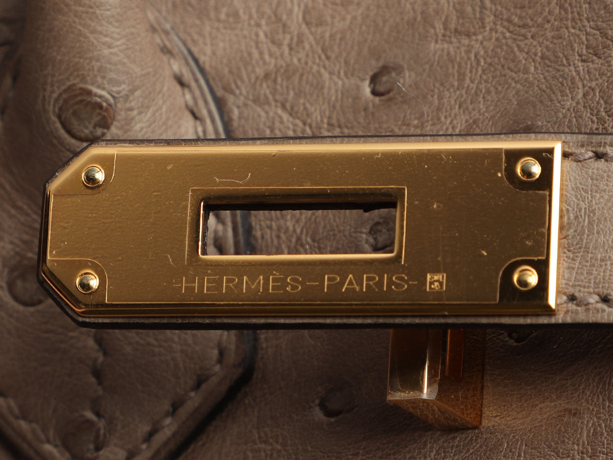 Hermès Gris Asphalte Ostrich Birkin 30 - Image 8
