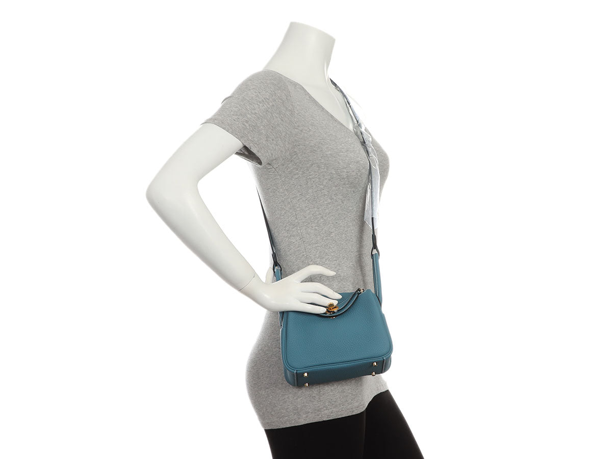 Hermès Mini New Blue Jean Clémence Lindy 20 - Image 11