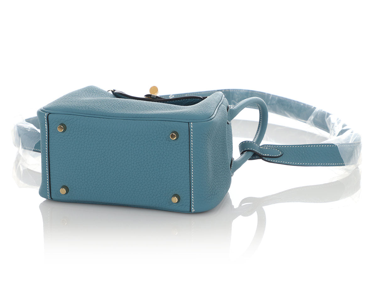 Hermès Mini New Blue Jean Clémence Lindy 20 - Image 6