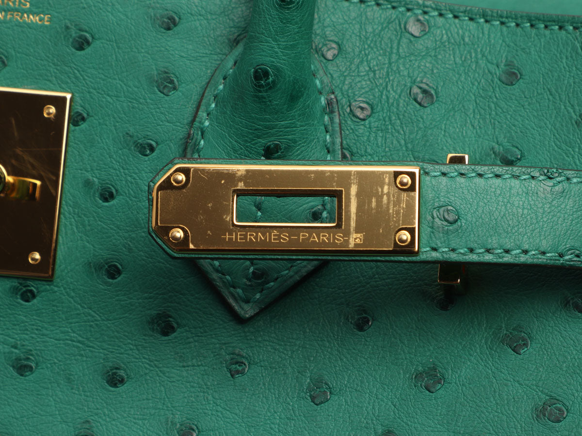 Hermès Vert Vertigo Ostrich Birkin 30 - Image 10