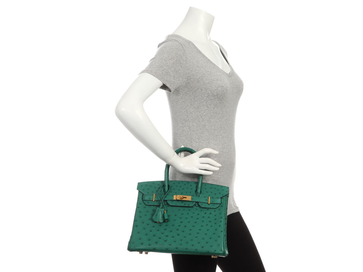 Hermès Vert Vertigo Ostrich Birkin 30 - Image 12