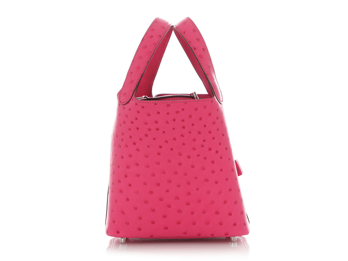 Hermès Rose Pourpre Ostrich Picotin Lock 18 - Image 4