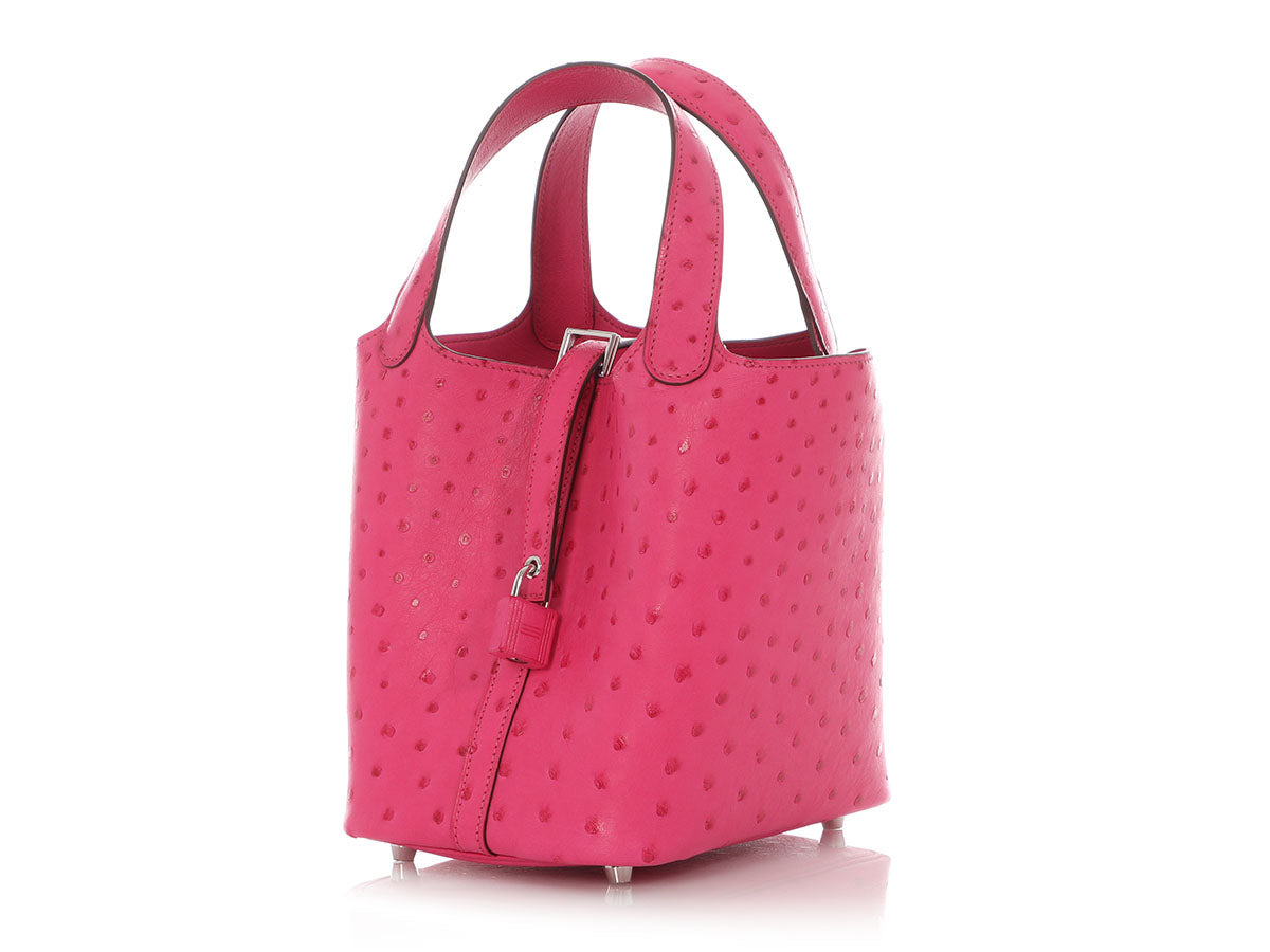 Hermès Rose Pourpre Ostrich Picotin Lock 18 - Image 5