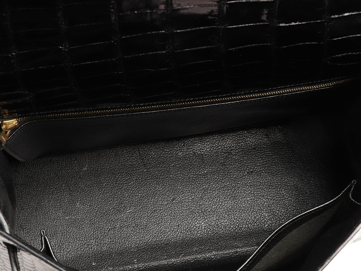 Hermès Shiny Black Crocodile Kelly 32 - Image 8