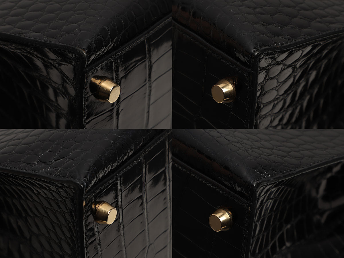 Hermès Shiny Black Crocodile Kelly 32 - Image 10