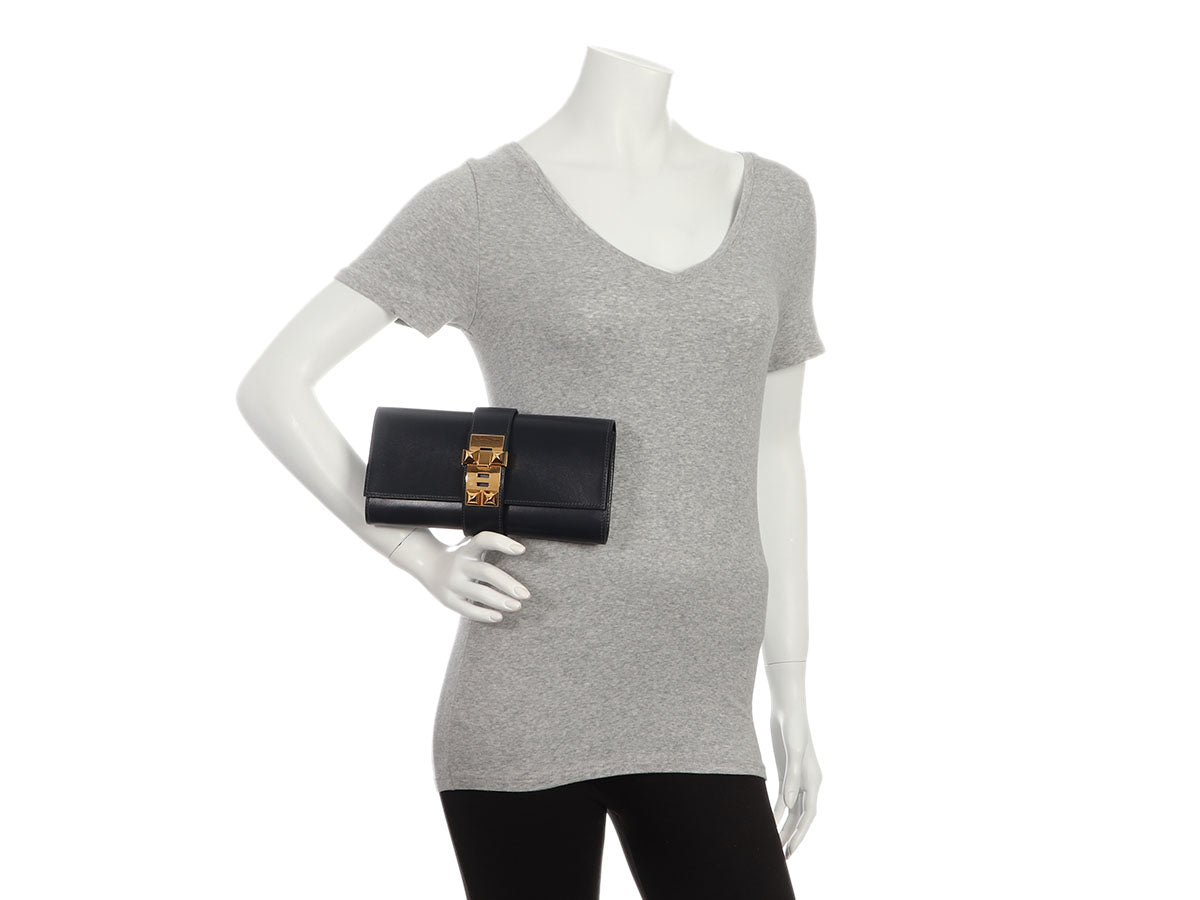 Hermès Marine Box Calfskin Médor Clutch 23 - Image 10