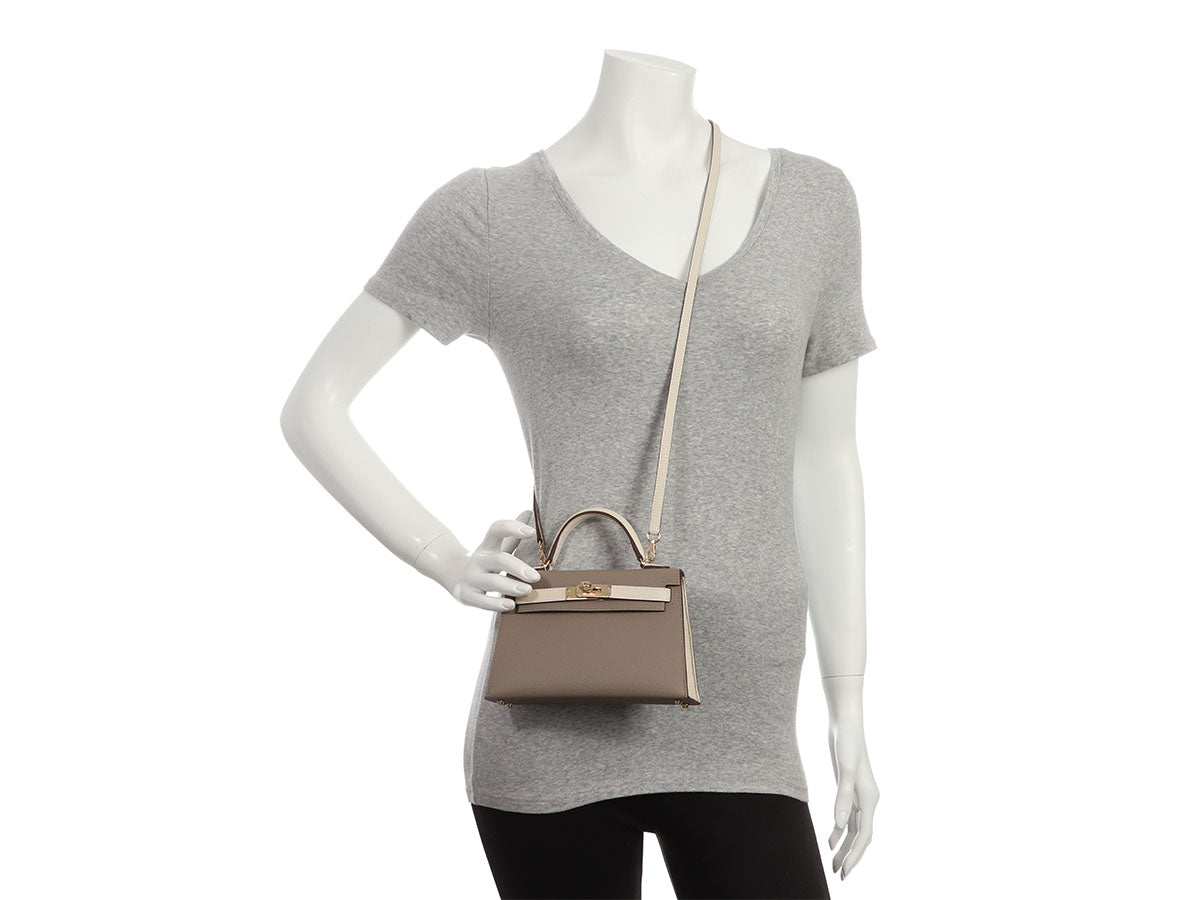 Hermès Mini SO Gris Asphalte and Craie Epsom Kelly 20 - Image 12