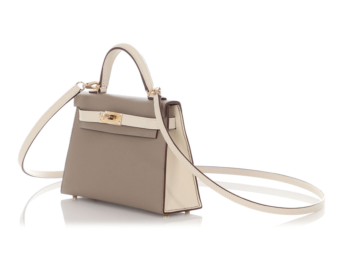 Hermès Mini SO Gris Asphalte and Craie Epsom Kelly 20 - Image 4