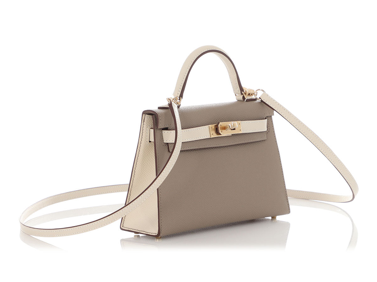 Hermès Mini SO Gris Asphalte and Craie Epsom Kelly 20 - Image 6