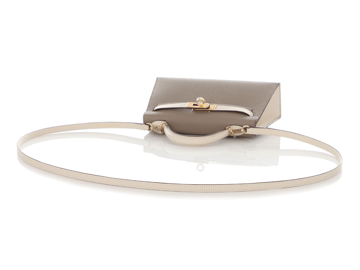 Hermès Mini SO Gris Asphalte and Craie Epsom Kelly 20 - Image 8