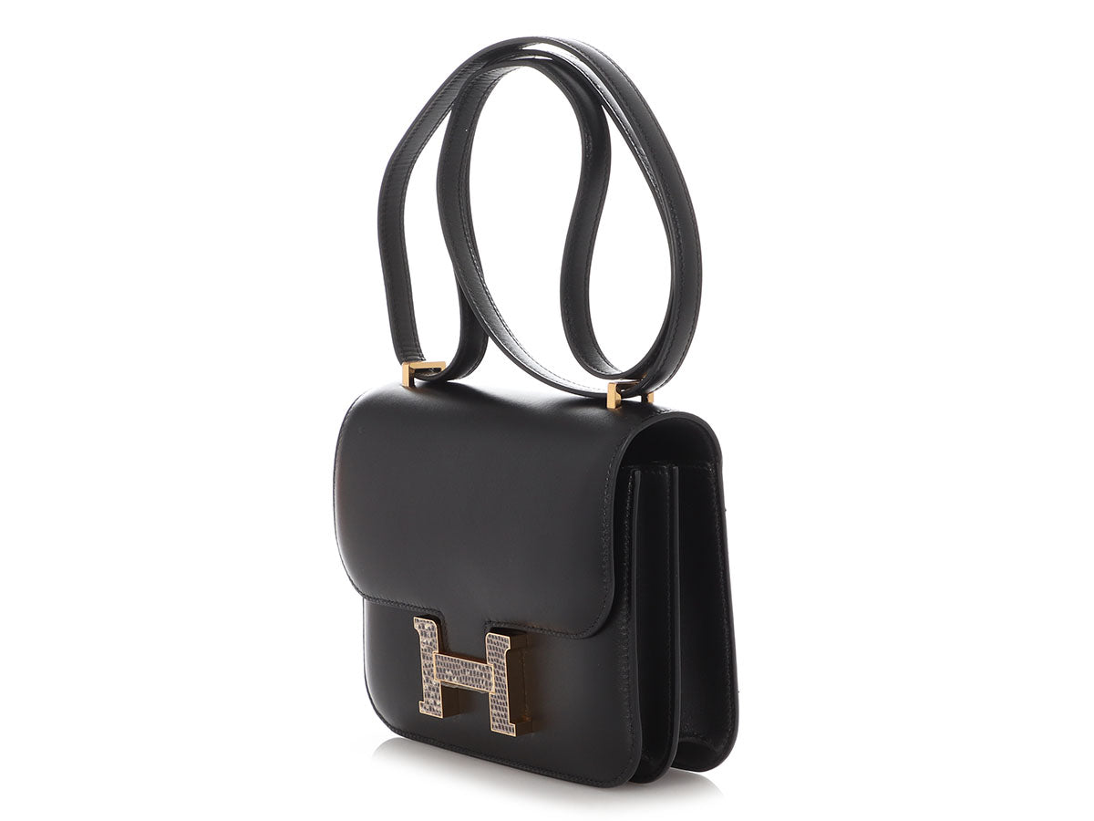 Hermès Black Tadelakt and Ombre Lizard Constance Mirror 18 - Image 3