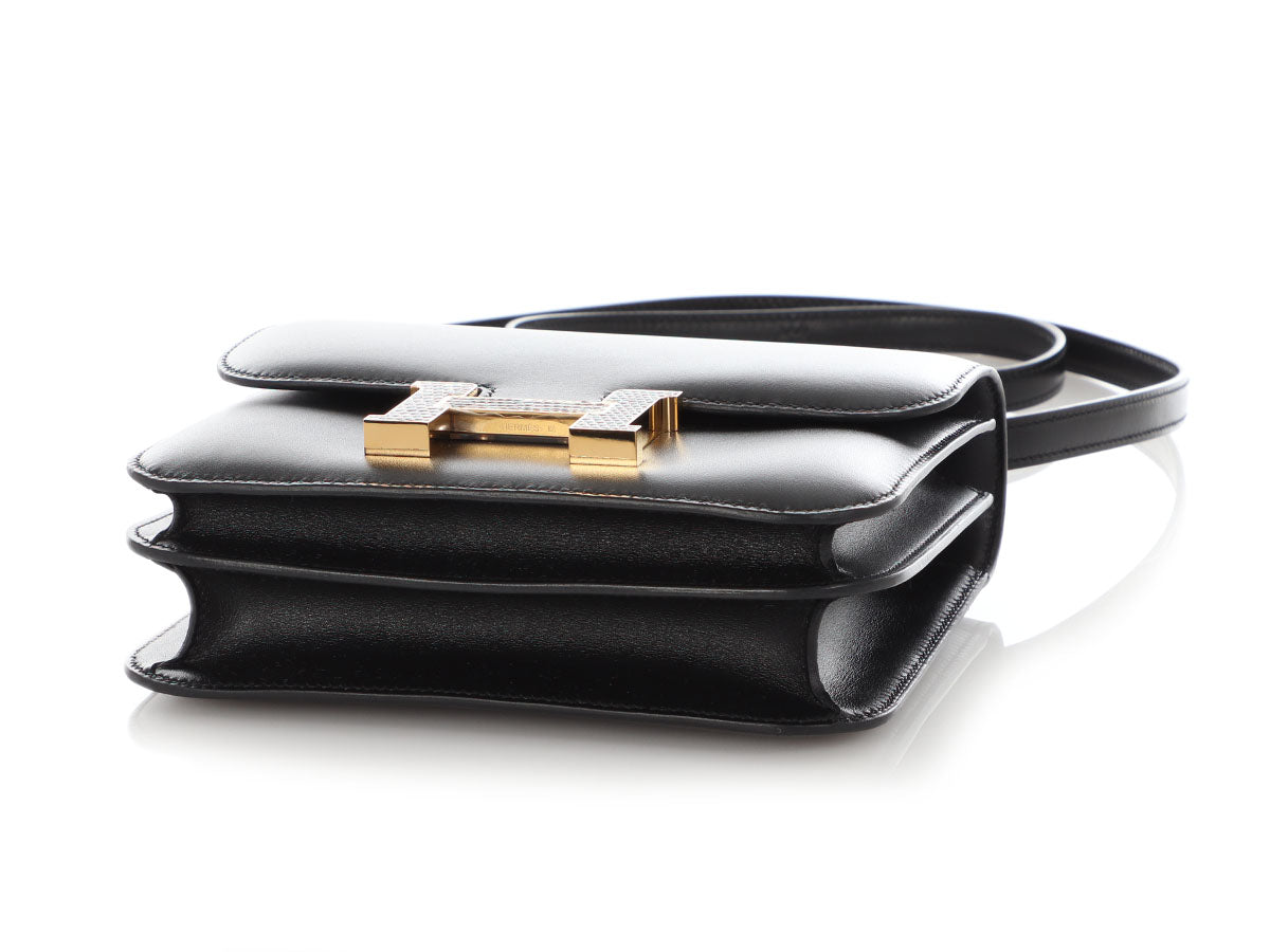 Hermès Black Tadelakt and Ombre Lizard Constance Mirror 18 - Image 6