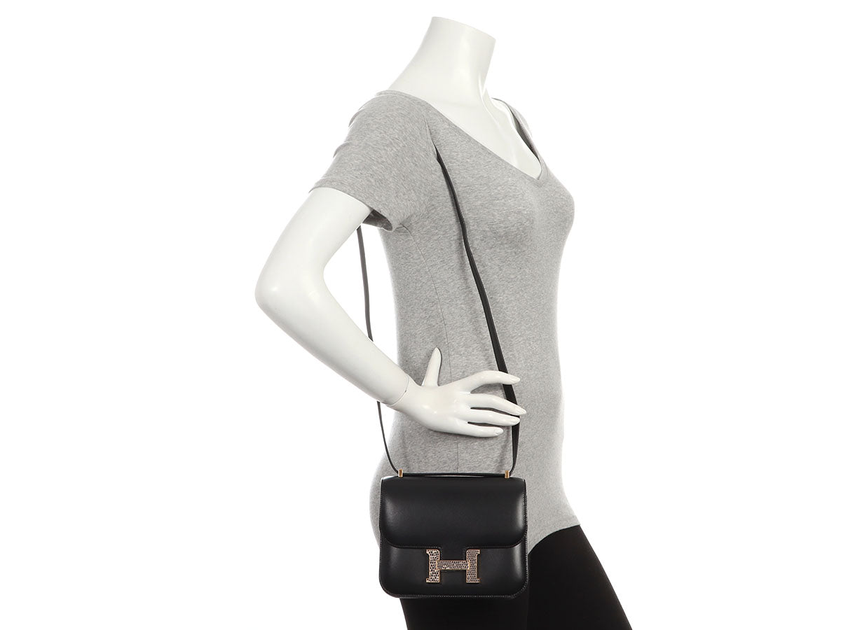 Hermès Black Tadelakt and Ombre Lizard Constance Mirror 18 - Image 11