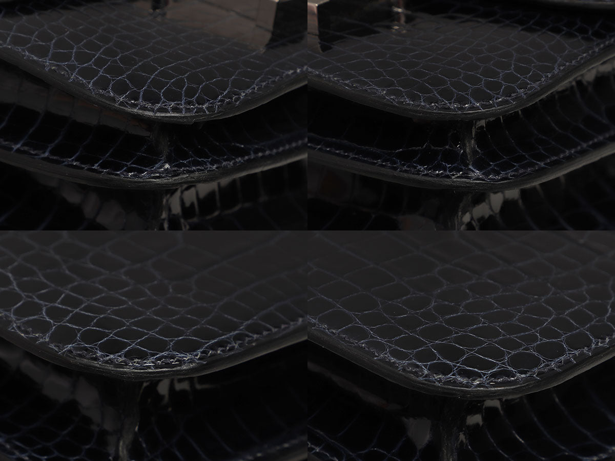 Hermès Bleu Marine Shiny Alligator Constance 18 - Image 11