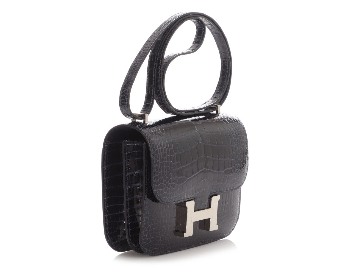 Hermès Bleu Marine Shiny Alligator Constance 18 - Image 6
