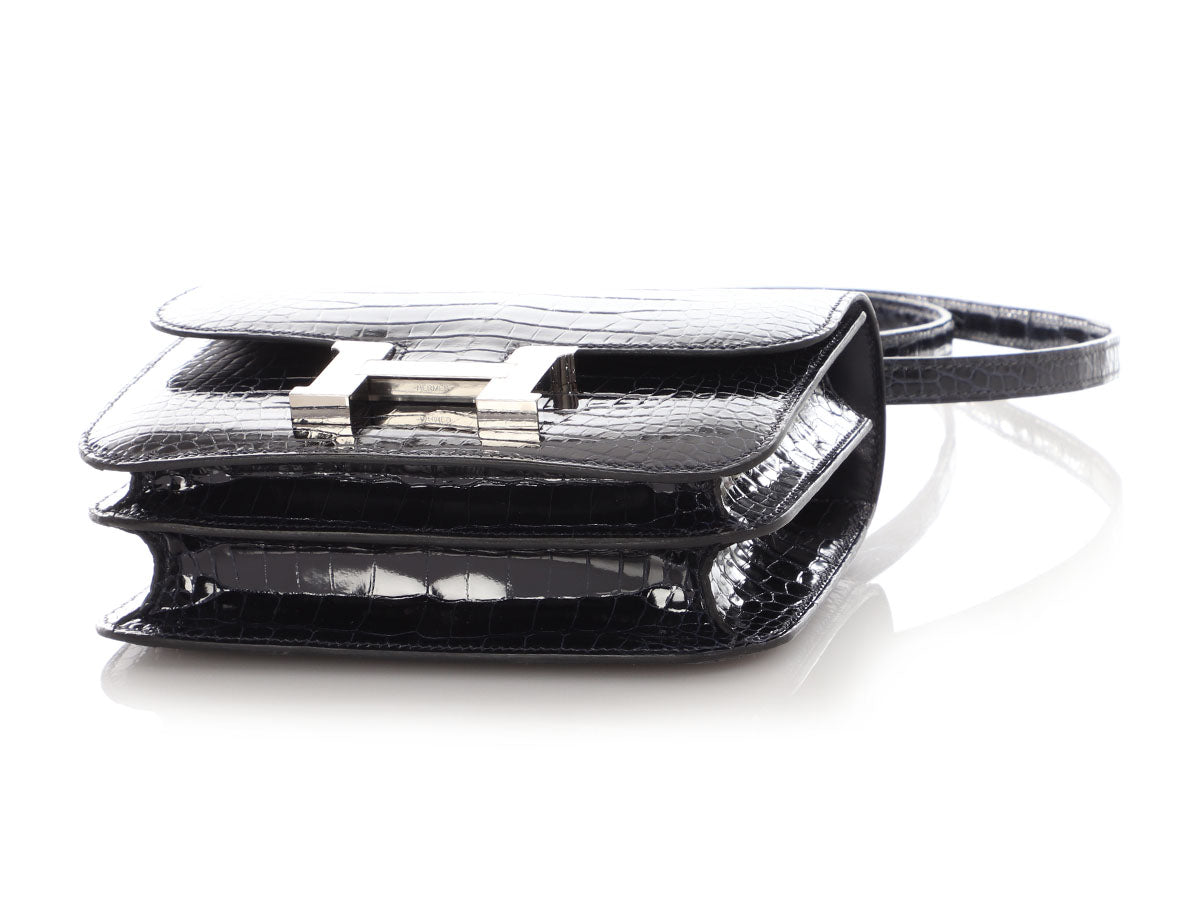 Hermès Bleu Marine Shiny Alligator Constance 18 - Image 7