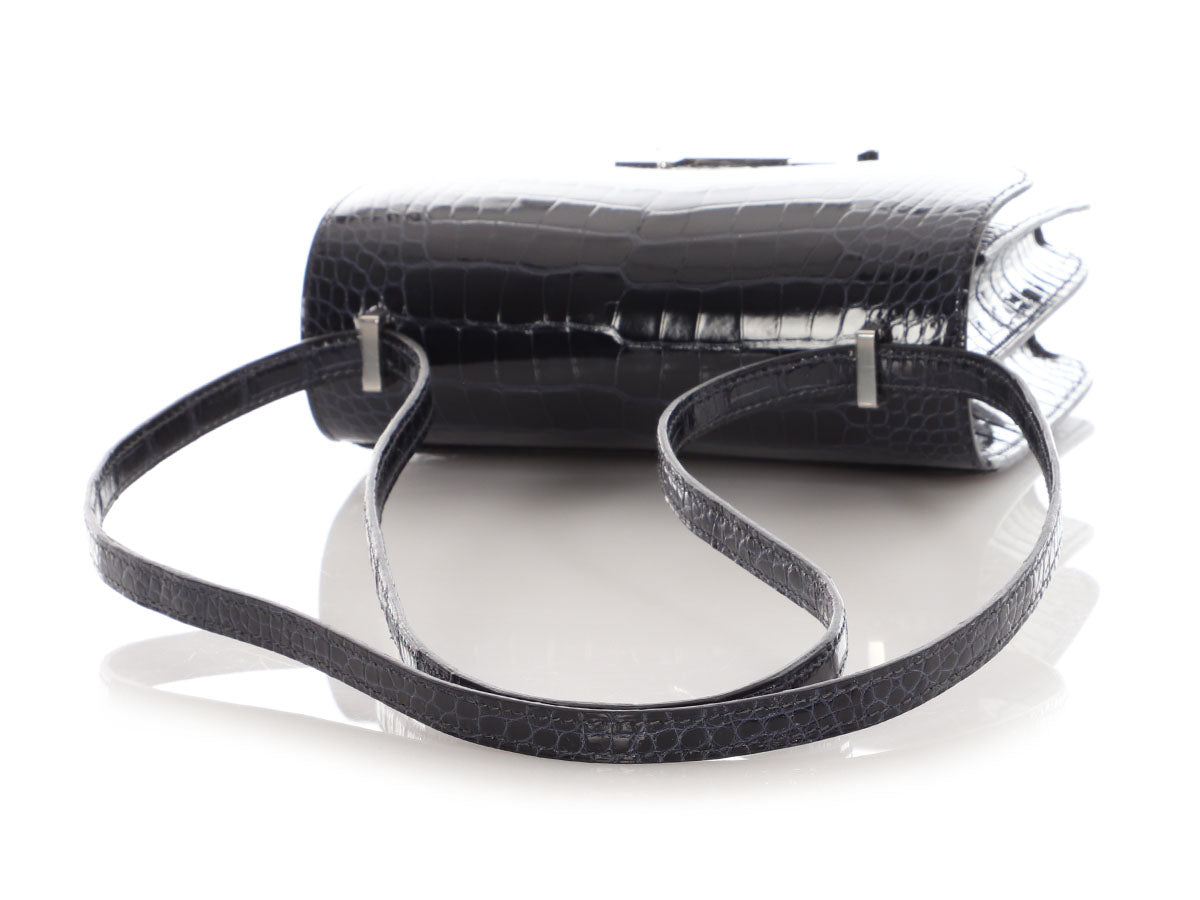 Hermès Bleu Marine Shiny Alligator Constance 18 - Image 8