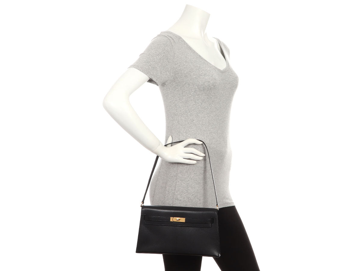 Hermès Noir Chèvre Kelly Elan - Image 12