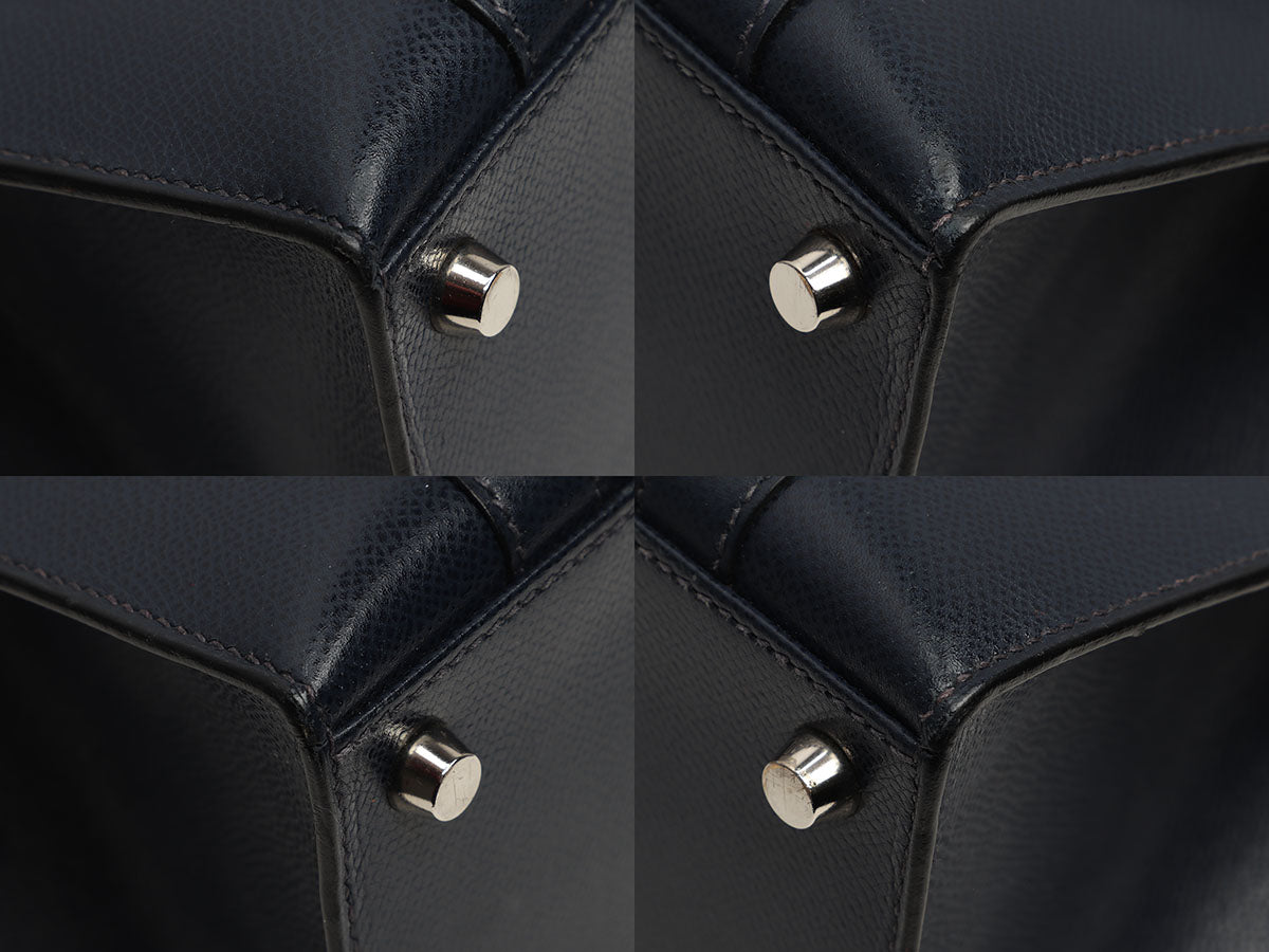Hermès Vintage Navy Lissé Drag Bag 32 - Image 8