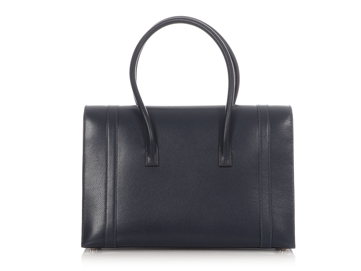 Hermès Vintage Navy Lissé Drag Bag 32 - Image 4