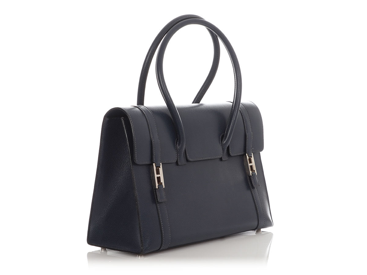 Hermès Vintage Navy Lissé Drag Bag 32 - Image 5