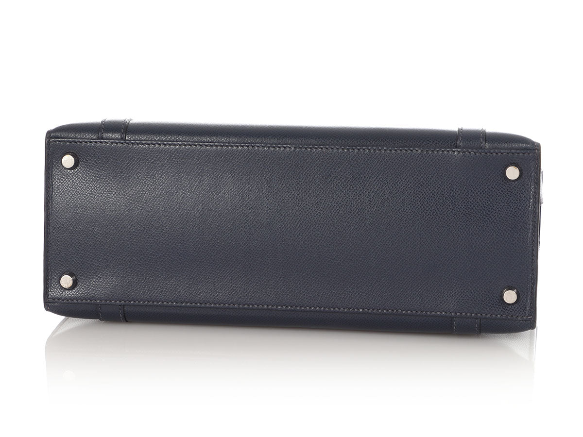 Hermès Vintage Navy Lissé Drag Bag 32 - Image 6