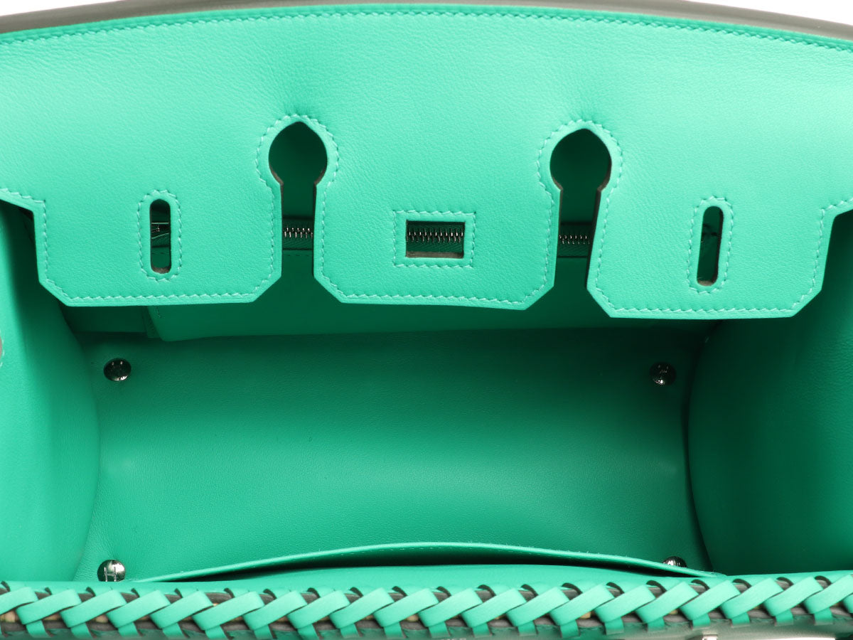 Hermès Naturel Wicker and Menthe Swift Picnic Birkin 25 - Image 9