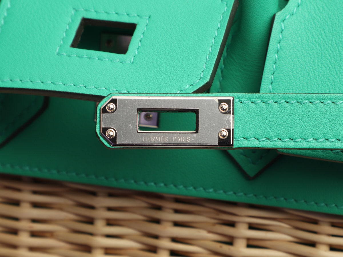 Hermès Naturel Wicker and Menthe Swift Picnic Birkin 25 - Image 10