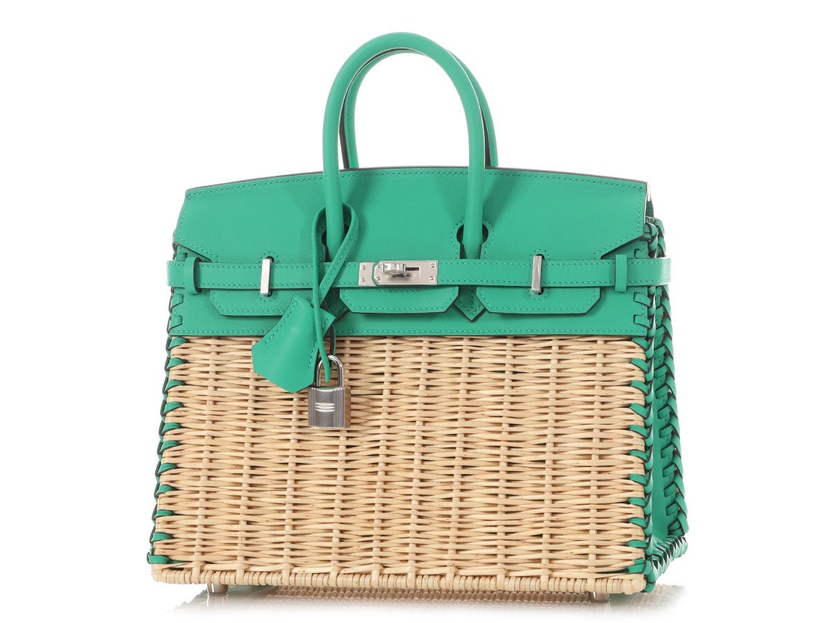 Hermès Naturel Wicker and Menthe Swift Picnic Birkin 25 - Image 2