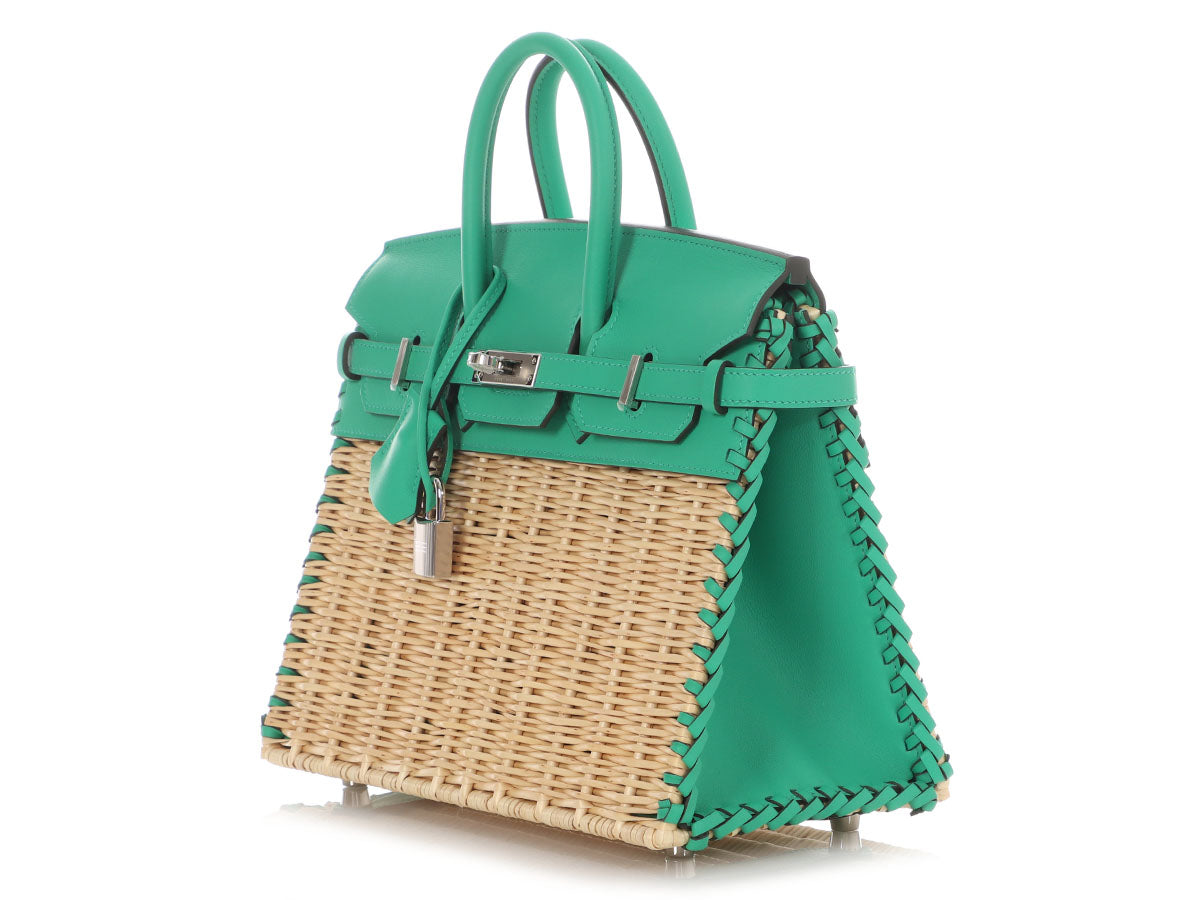 Hermès Naturel Wicker and Menthe Swift Picnic Birkin 25 - Image 3