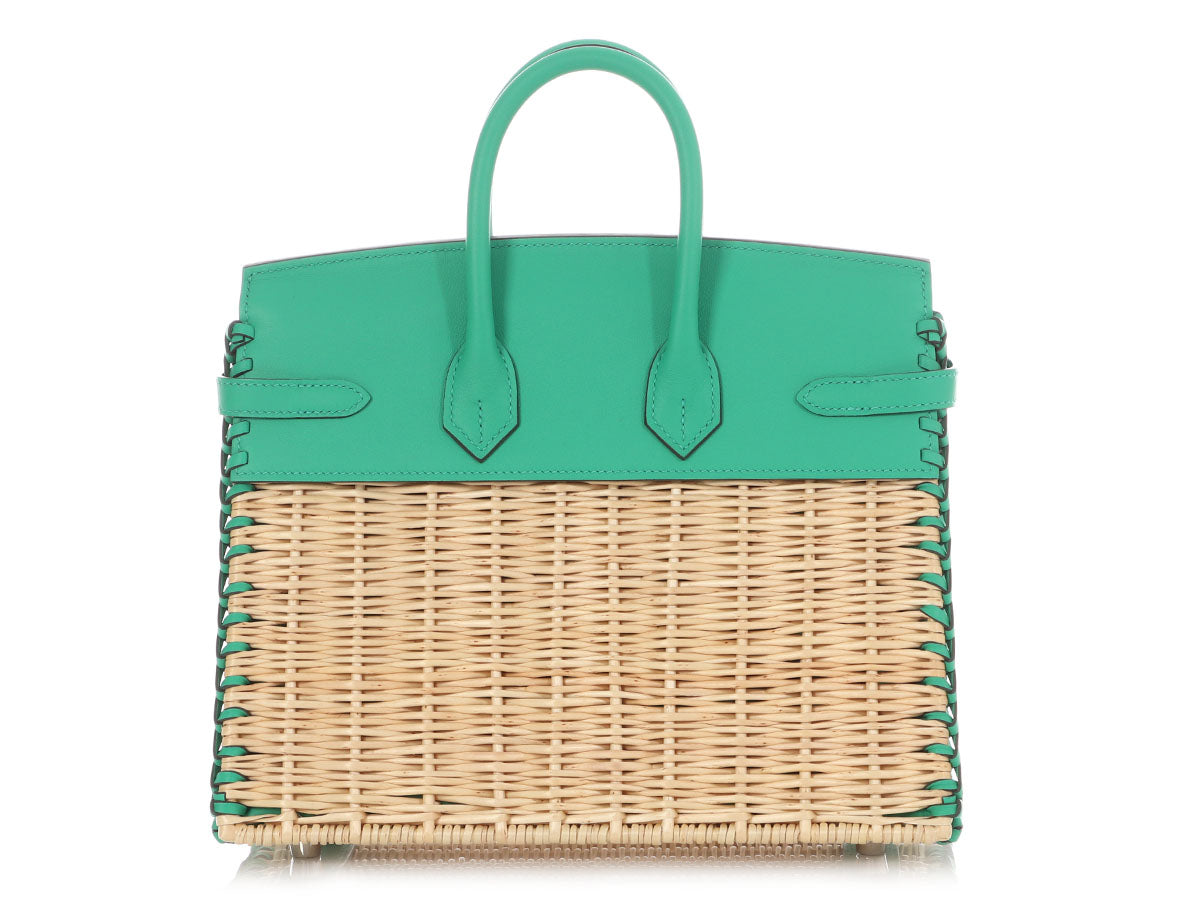 Hermès Naturel Wicker and Menthe Swift Picnic Birkin 25 - Image 4