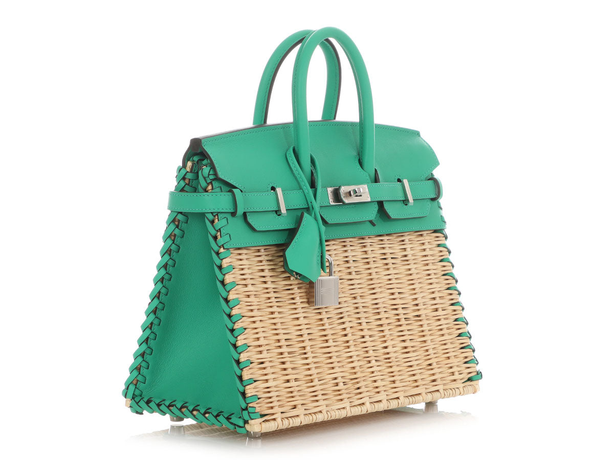 Hermès Naturel Wicker and Menthe Swift Picnic Birkin 25 - Image 5