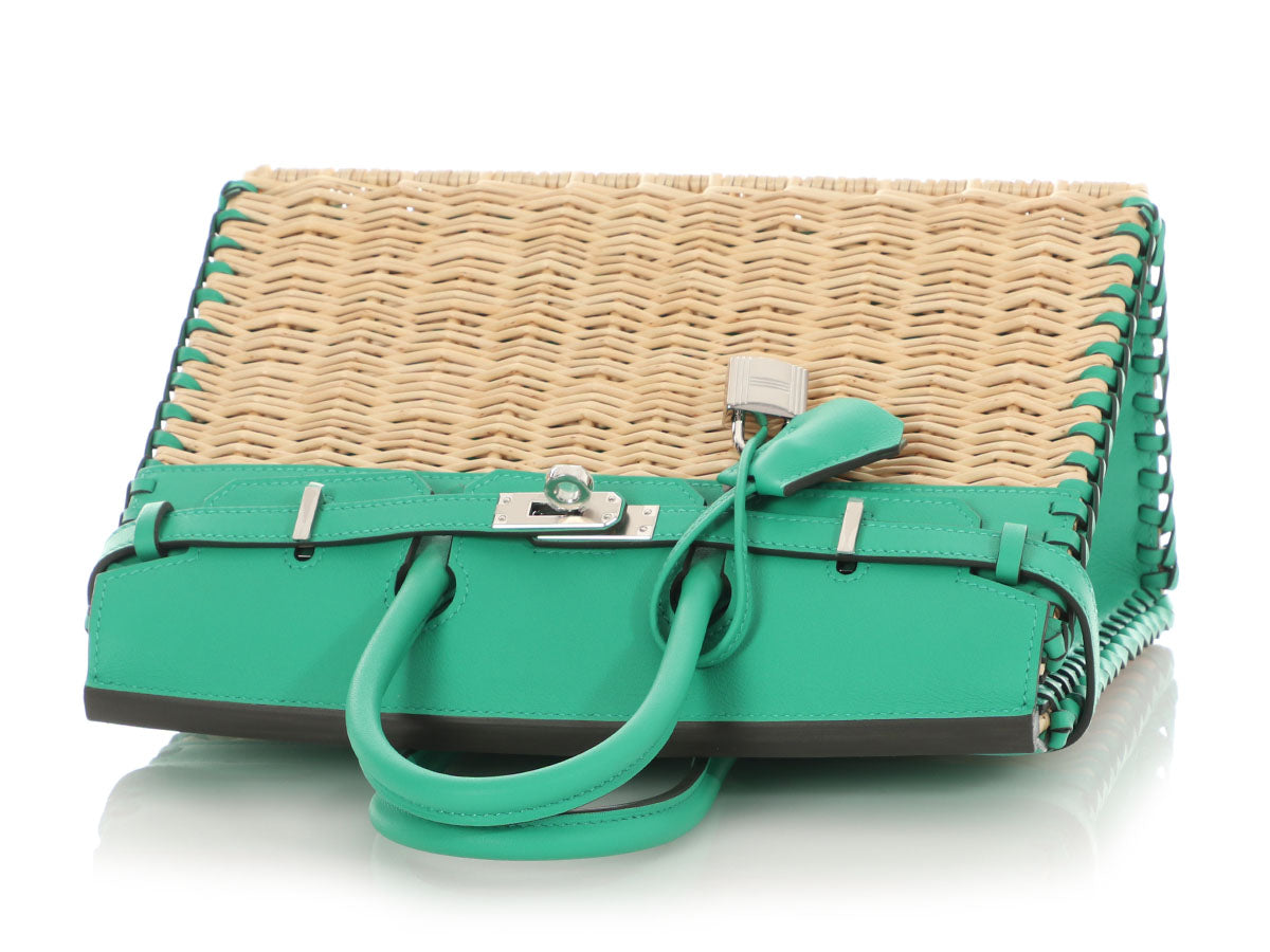 Hermès Naturel Wicker and Menthe Swift Picnic Birkin 25 - Image 7