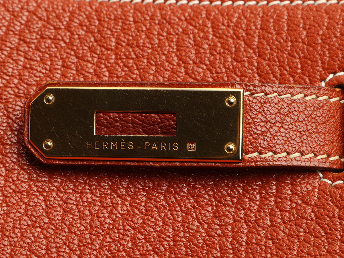 Hermès Brique Chèvre de Coromandel Kelly 32 - Image 9