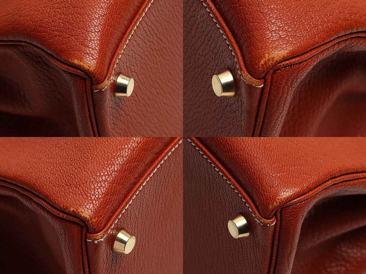 Hermès Brique Chèvre de Coromandel Kelly 32 - Image 10