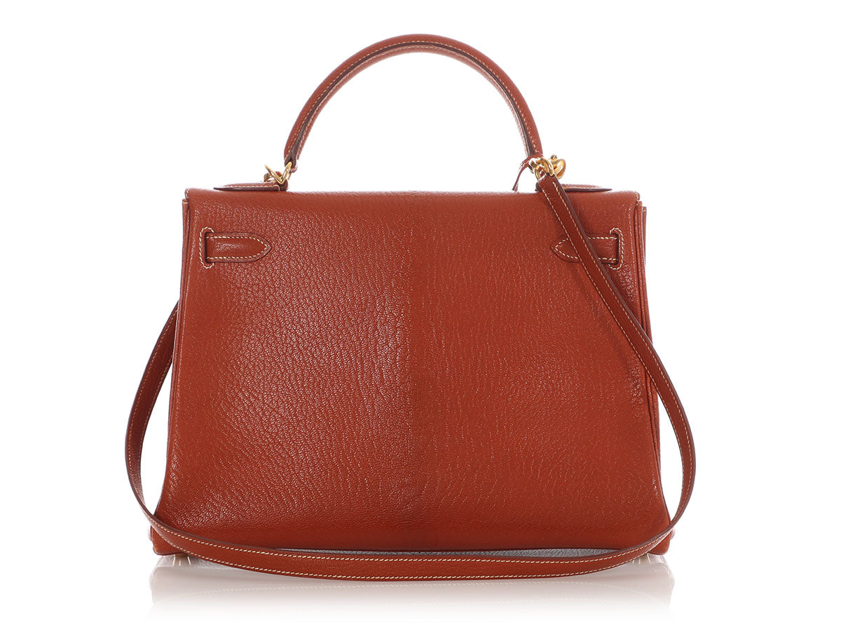 Hermès Brique Chèvre de Coromandel Kelly 32 - Image 4