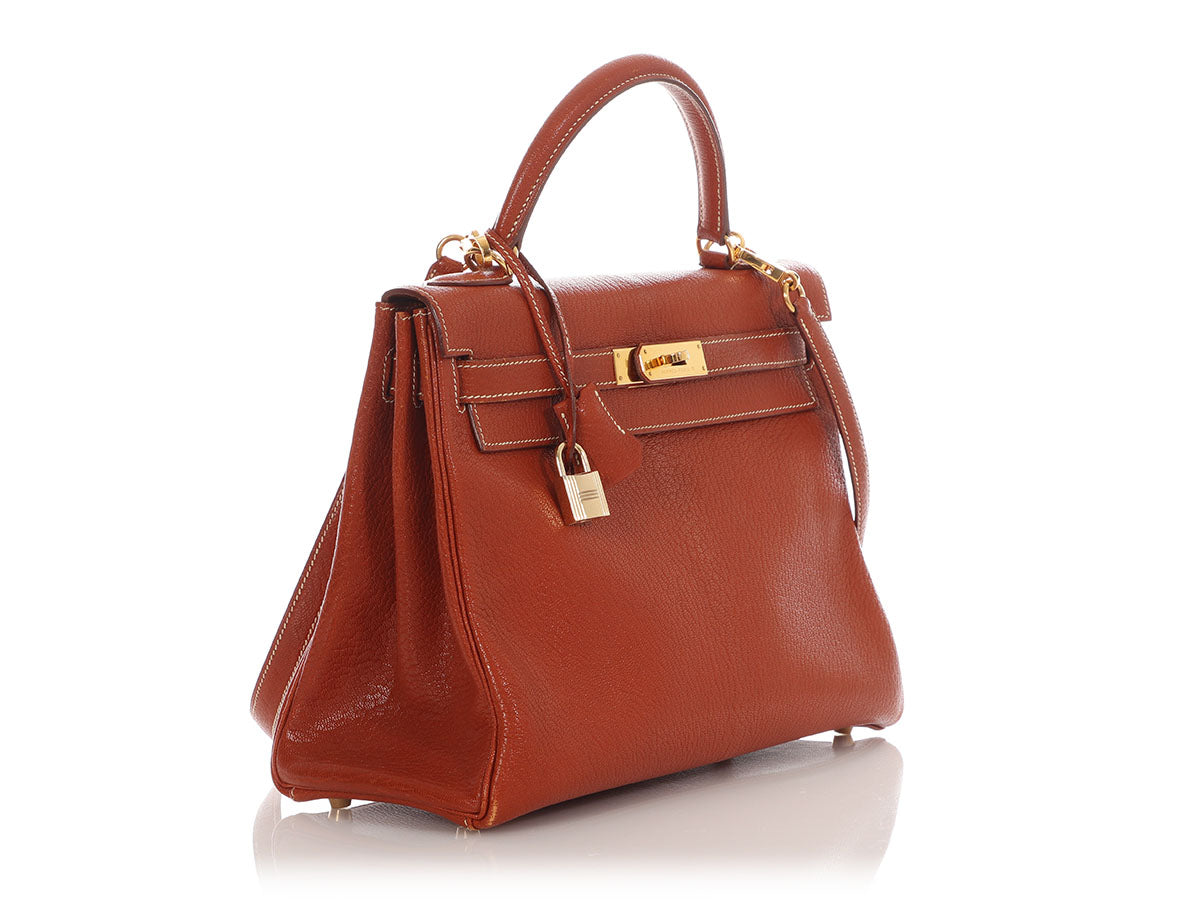 Hermès Brique Chèvre de Coromandel Kelly 32 - Image 5